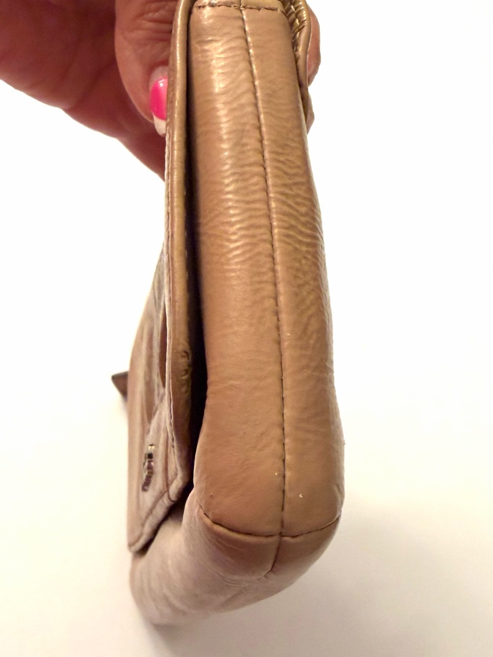 Coach Ashley Pleated Leather Organizer Wristlet Wallet Clutch Pouch Beige - Picture 7 of 9